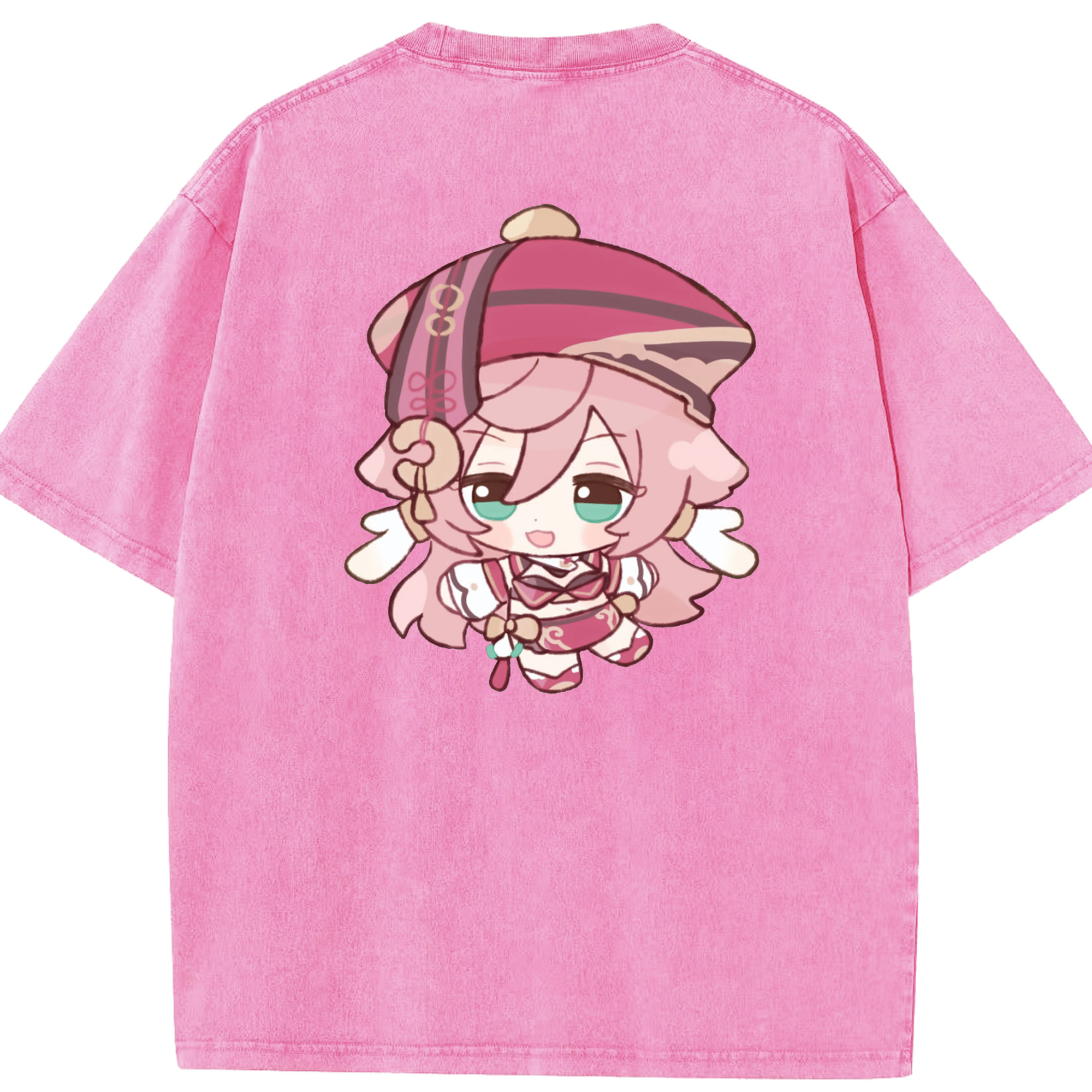 げんし神 ヤンフェイ genshin Yanfei 綿100% ヴィンテージ風 半袖Tシャツ（背面プリント）